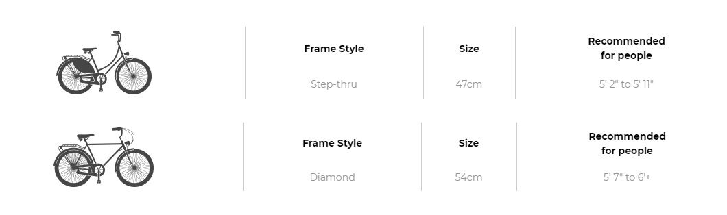 Beach cruiser frame online size chart